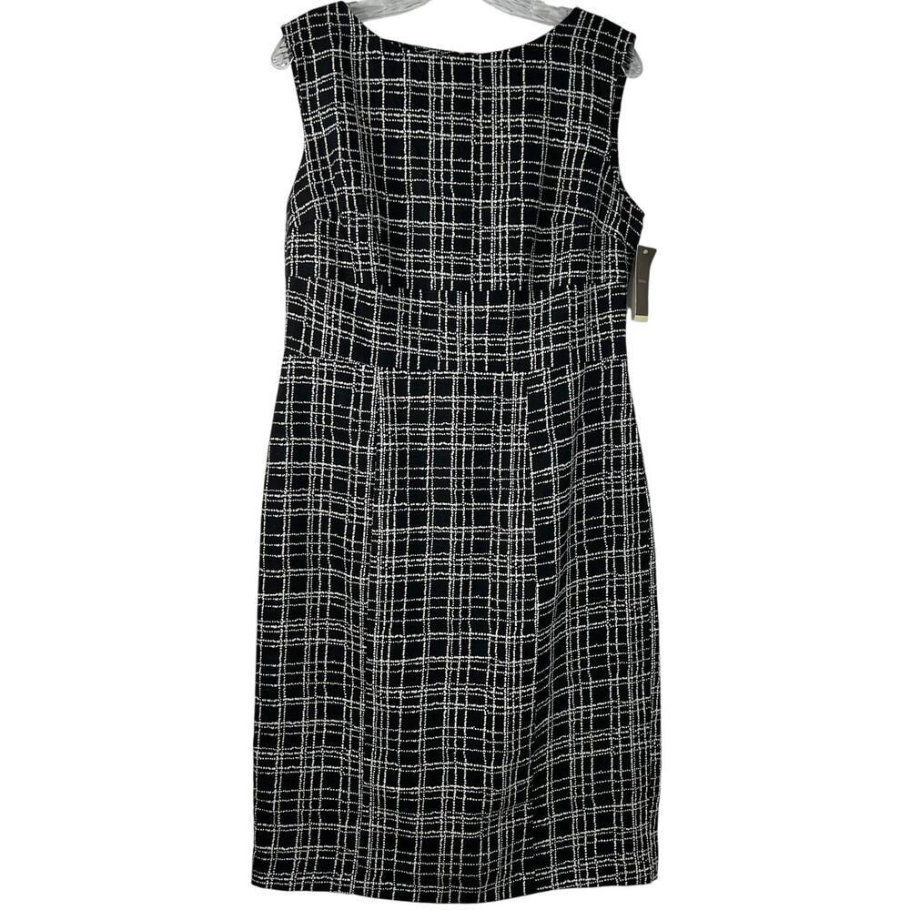 Merona NWT Sheath Linen Dress Black/White Pattern Print Corporate Core Size 10